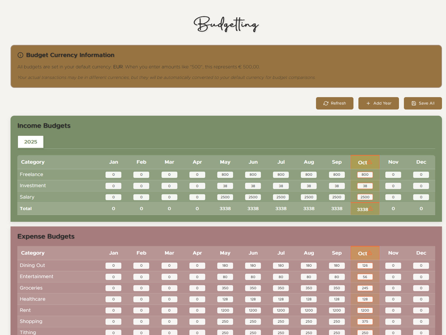 Budget Planning & Tracking Screenshot